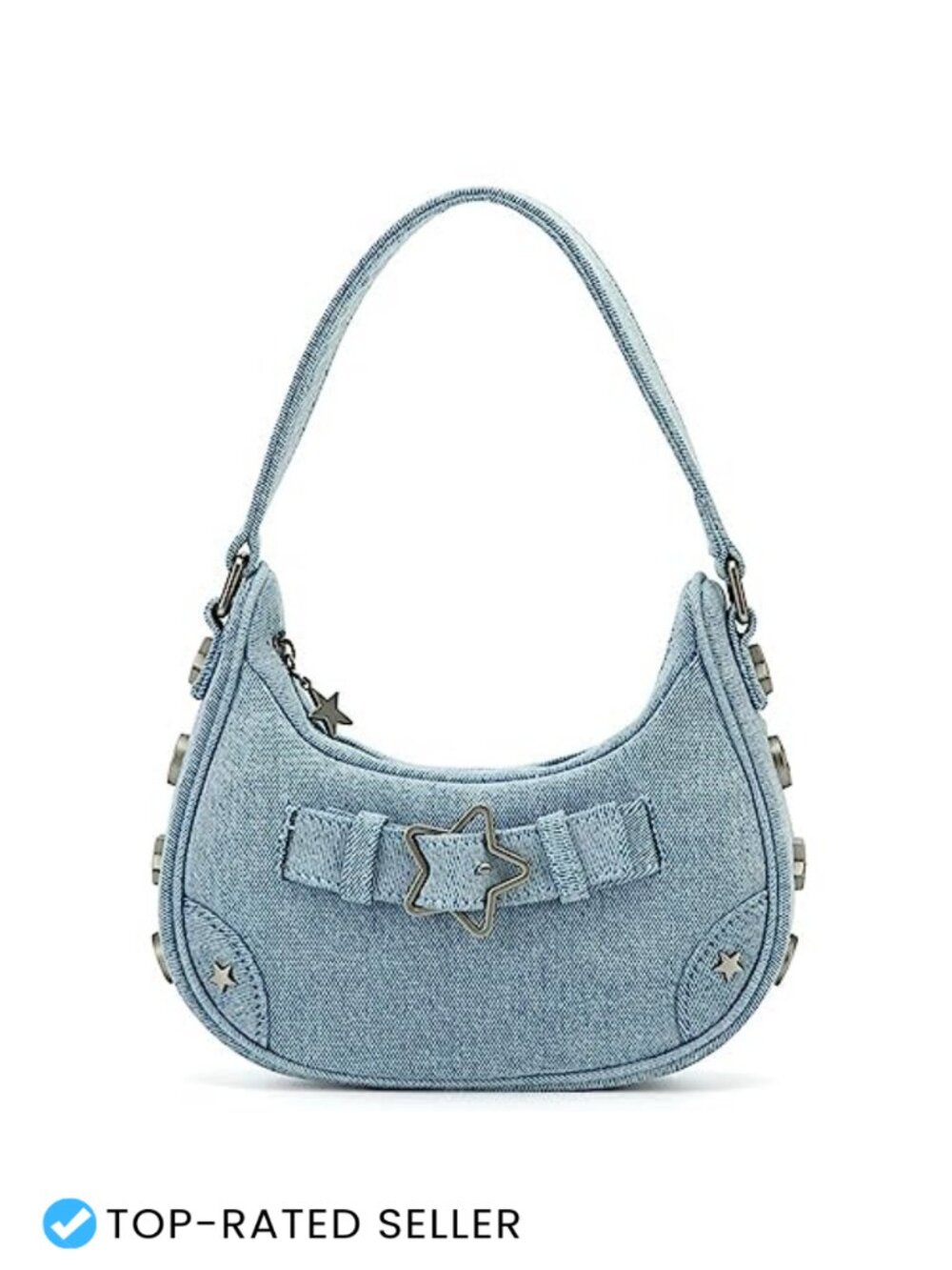 Y2K Star Houndstooth Shoulder Bag PU Leather Faux Crossbody Hobo Purse